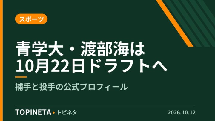 青学大・渡部海は10月22日ドラフトへ｜捕手と投手の公式プロフィール