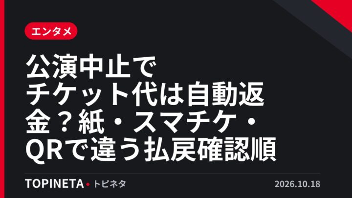 公演中止でチケット代は自動返金?紙・スマチケ・QRで違う払戻確認順