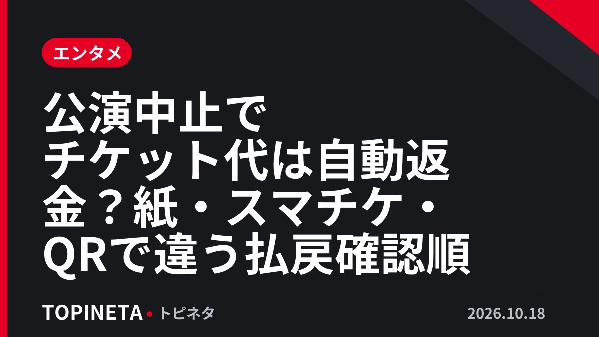 公演中止でチケット代は自動返金？紙・スマチケ・QRで違う払戻確認順